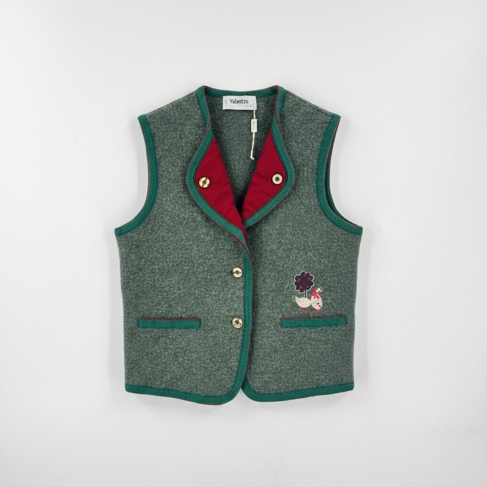 Yalantzu Collection Wool‎ Knit Button Front Embroidered Alpine Vest Size OS